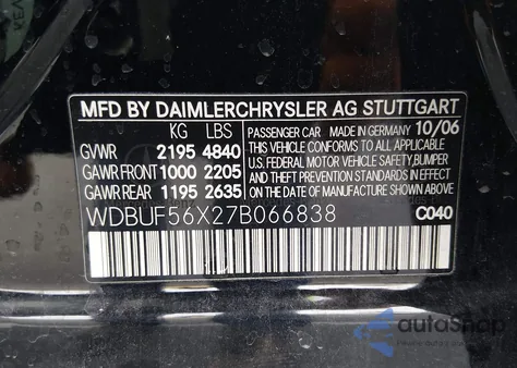 2007 Mercedes-Benz E 350 z USA, uszkodzony, nr VIN WDBUF56X27B066838